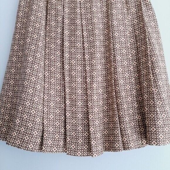 AK ANNE KLEIN / 100% Silk Plisse Pleated A-line Skirt Geo Print Sz 6 - Picture 5 of 10